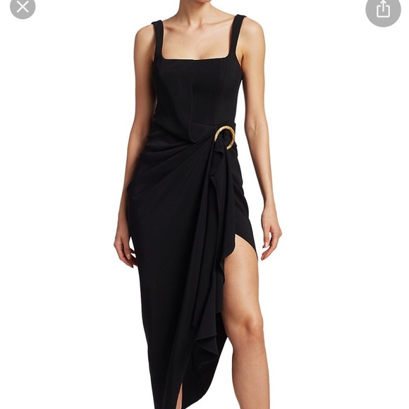 Acler Maine Draped Midi Dress with Ring Detail - Picture 4 of 13